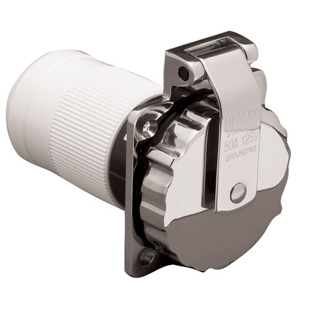 PARKPOWER BY MARINCO ParkPower 6373EL-BRV Stainless Steel Square Power Inlet - 50 Amp 6373EL-BRV